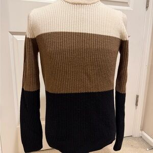 Theory Men's Crewneck Sweater - Ivory, Brown, and Black